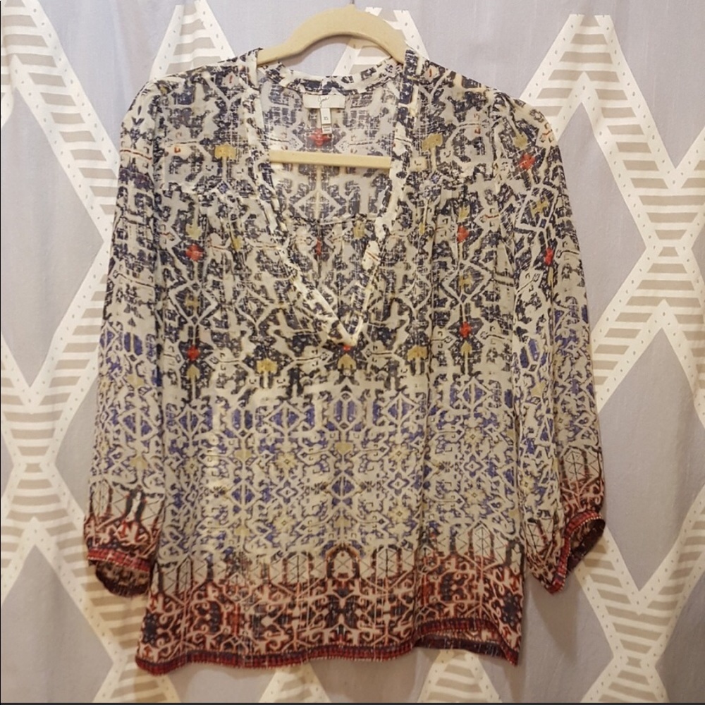 Joie Boho Print 100% Silk Blouse
